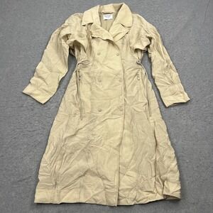 Athleta Trench Coat Women's Small Tan Ecru Crinkle Oversized Button Front Duster